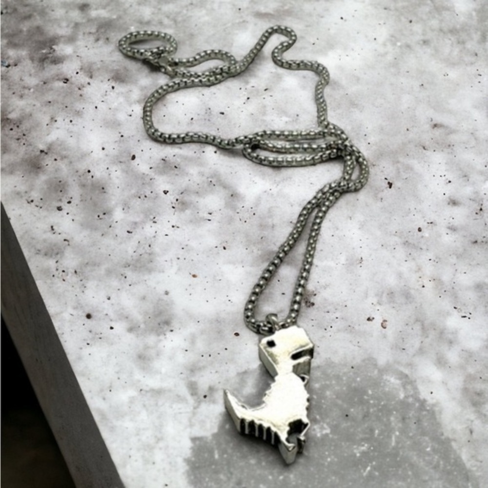 Dinosaur Necklace silver plated​​ 🦕‎